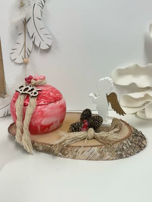 Set Granatapfel Kerze mit Engel