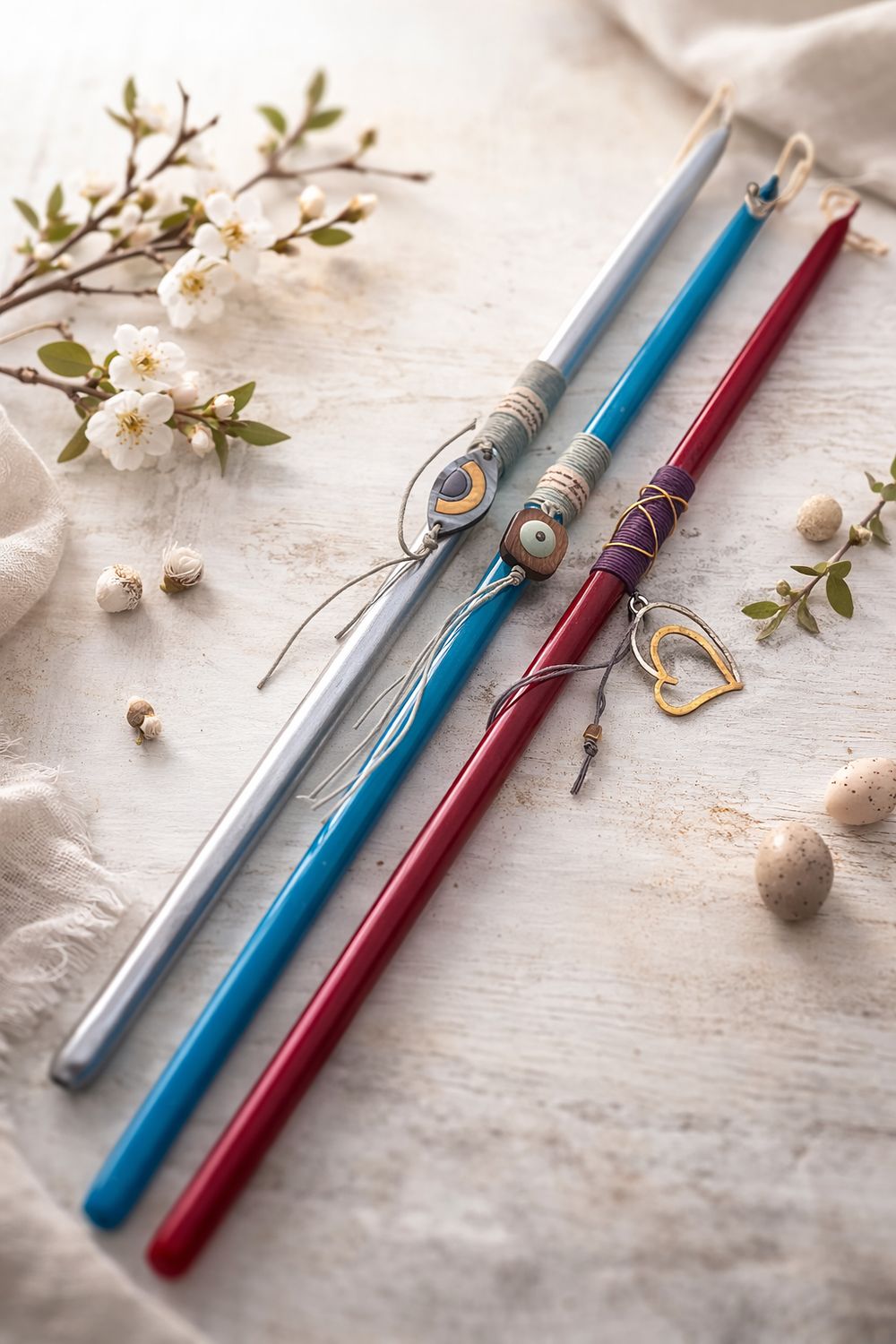 Osterkerze rot mit Anhänger ro