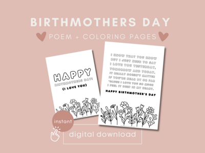 BirthMother’s Day Poem + Coloring Pages | pdf download