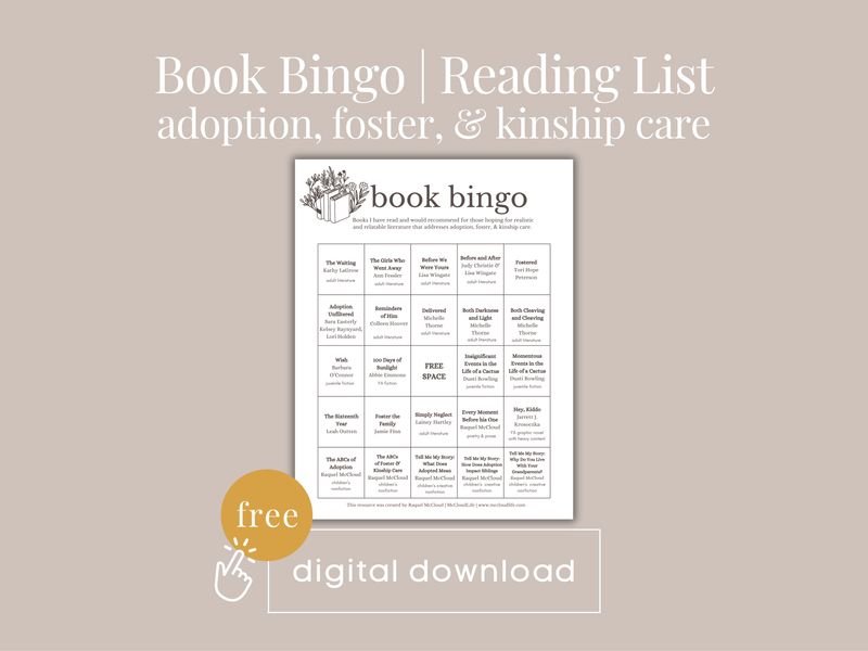 Book Bingo | Adoption, Foster, & Kinship Care | Free Digital Download
