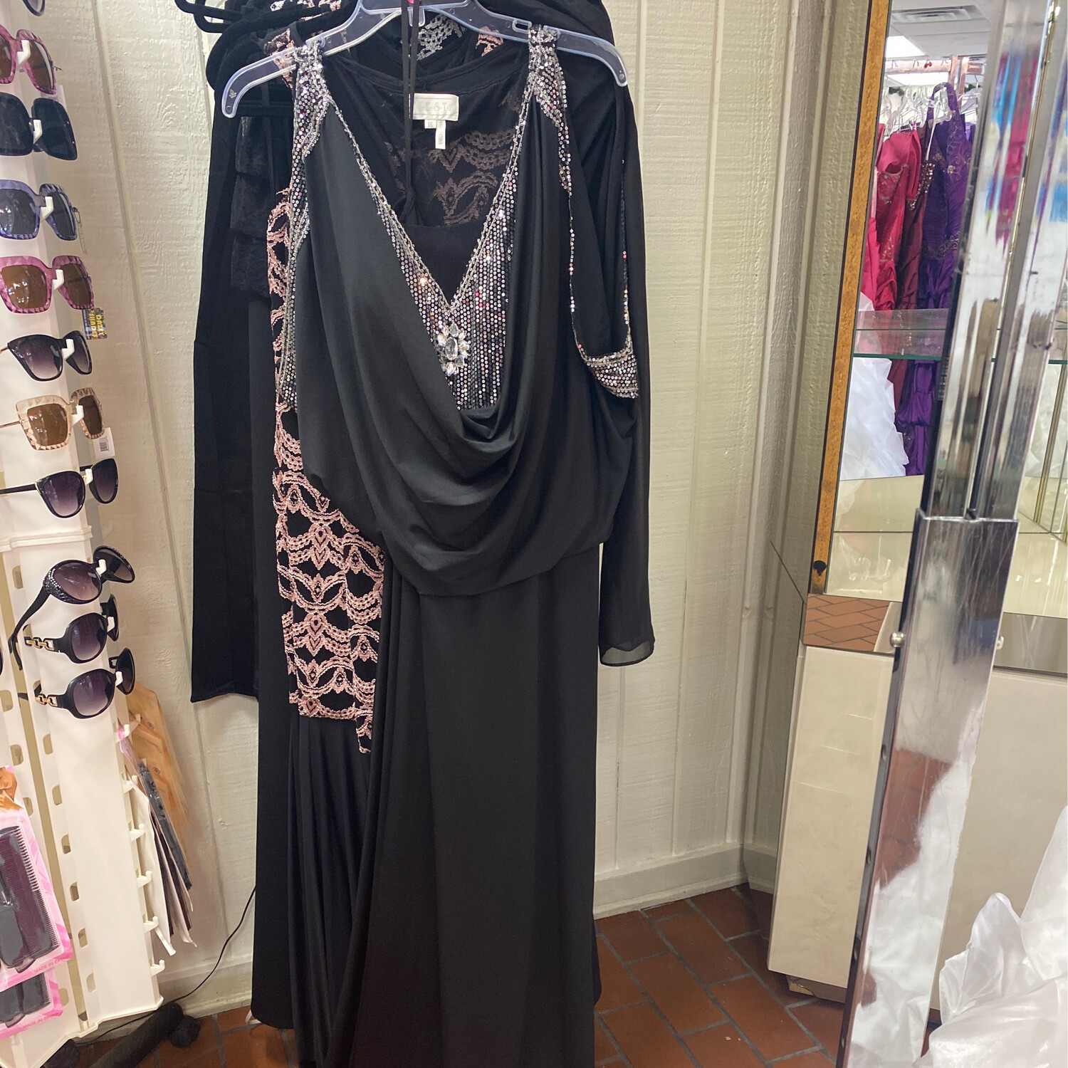Black Dress With Sequin Top