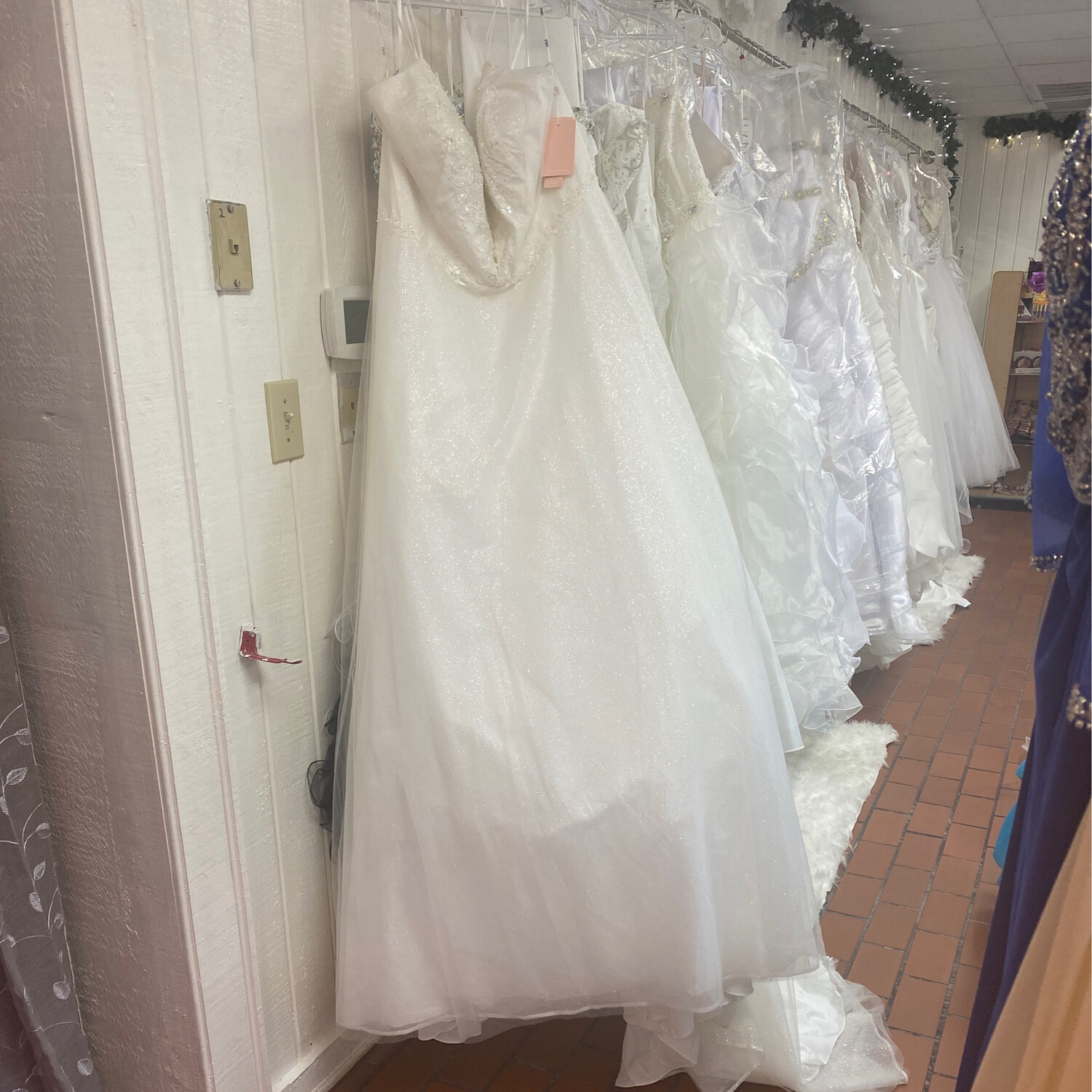 Stunning Long Train Bling Wedding Gown