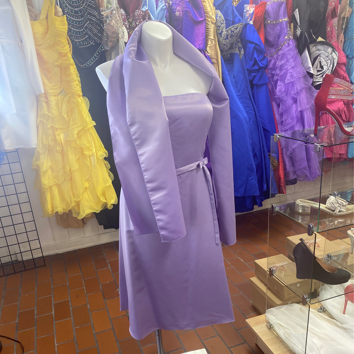 Purple Bridesmaid Dress With Bow