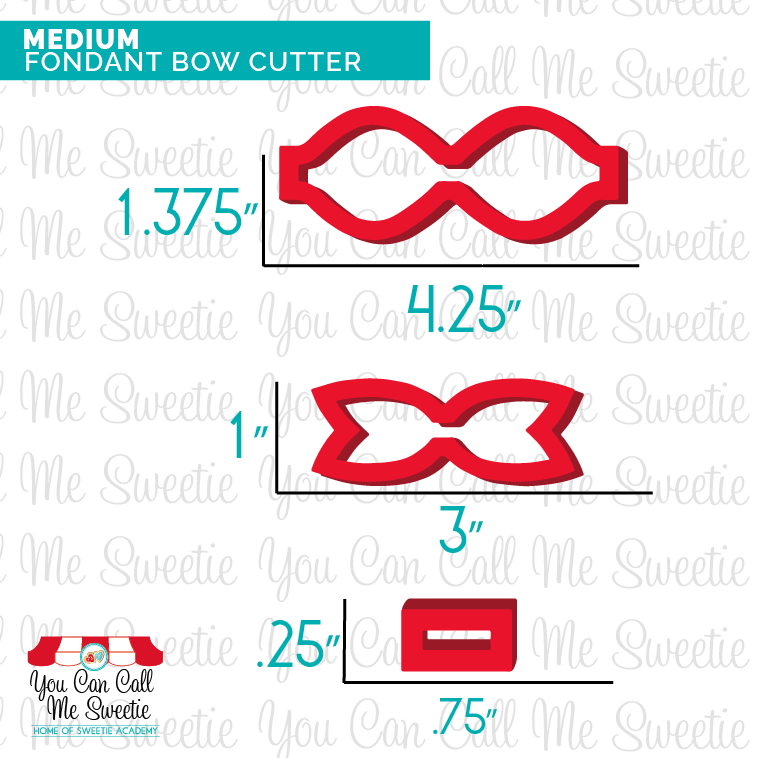 Fondant Bow Cutter 3 pc set- MEDIUM FOR BELLE ROSE