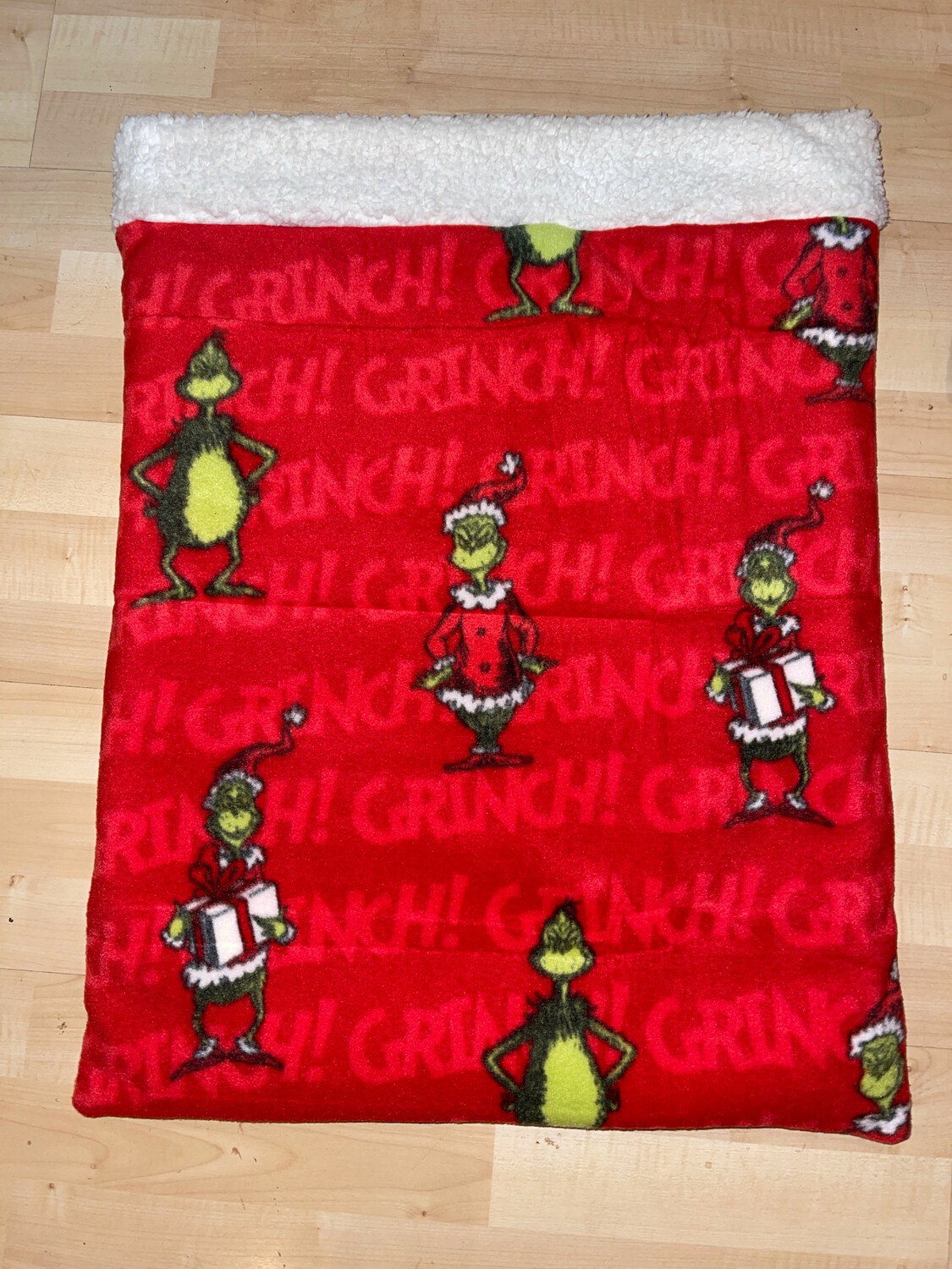 Sleeping Sack Red Grinch Fleece With Cream Sherpa Lining (Medium)