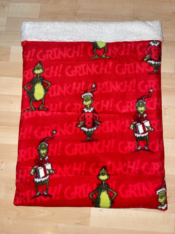 Sleeping Sack Red Grinch Fleece With Cream Sherpa Lining (Medium)
