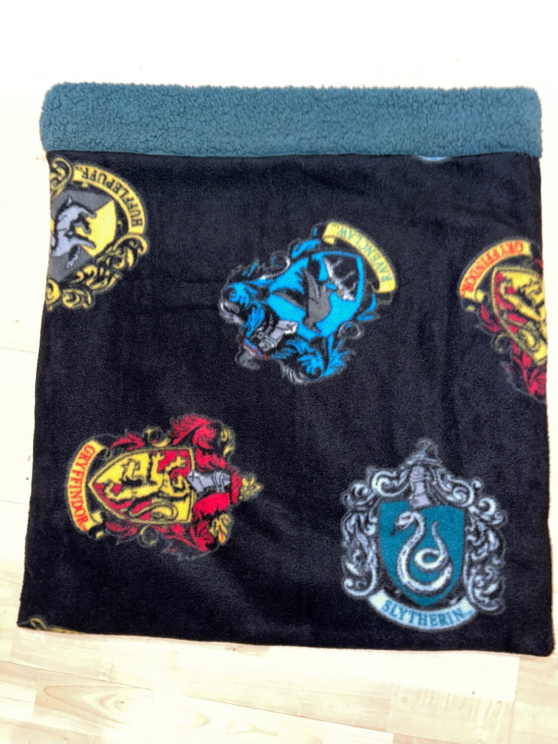 Sleeping Sack (Large ) Hogwarts With Dark Green Sherpa Lining