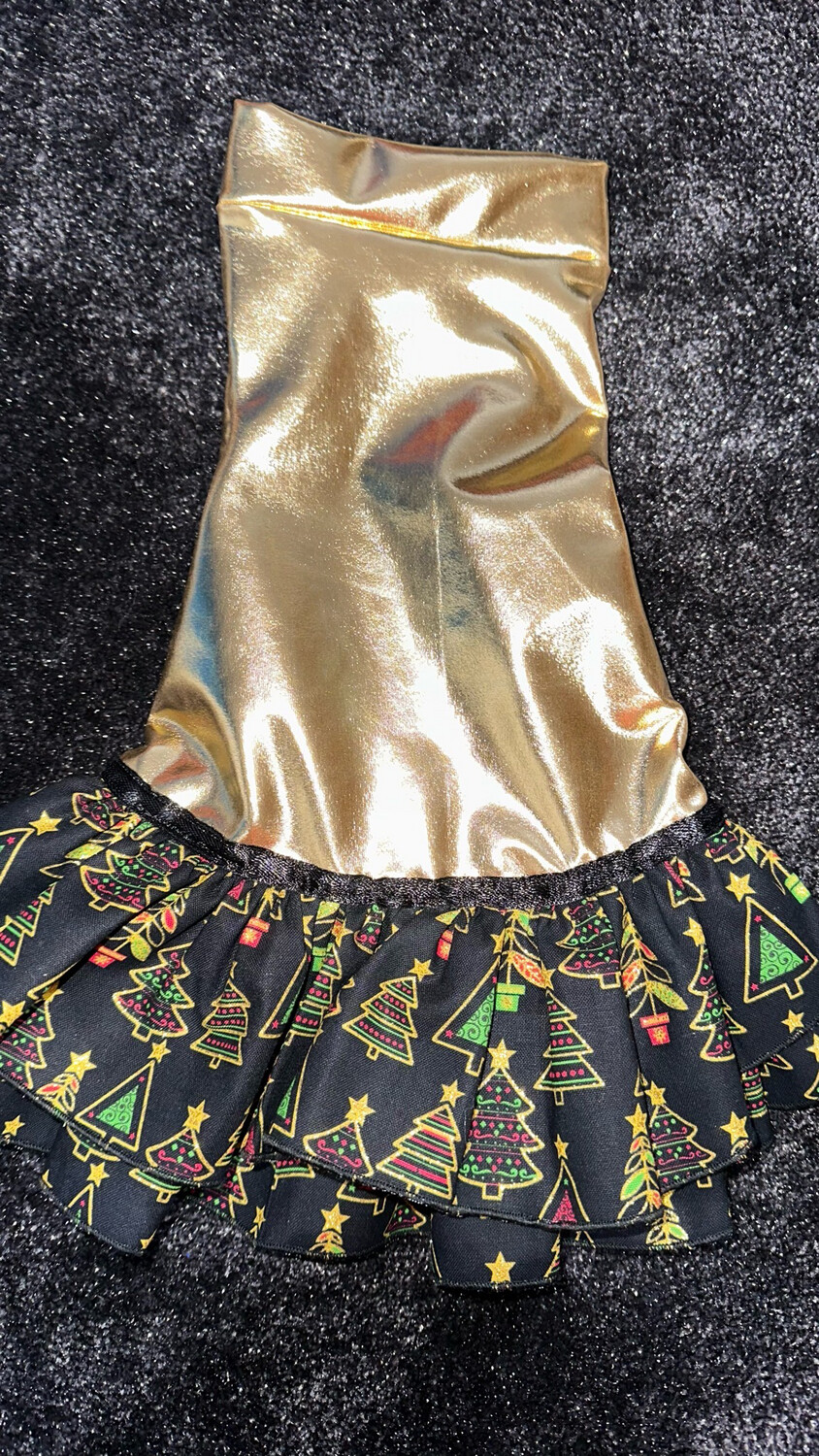 Gold Spandex W Metallic Xmas Tree Formal Dress (Large)