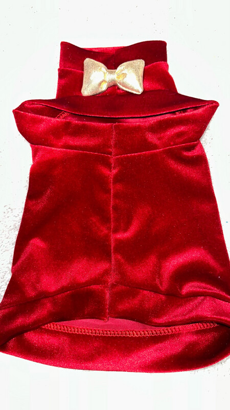 Red Velvet Tuxedo W Puffy Gold Bow Tie (Medium)