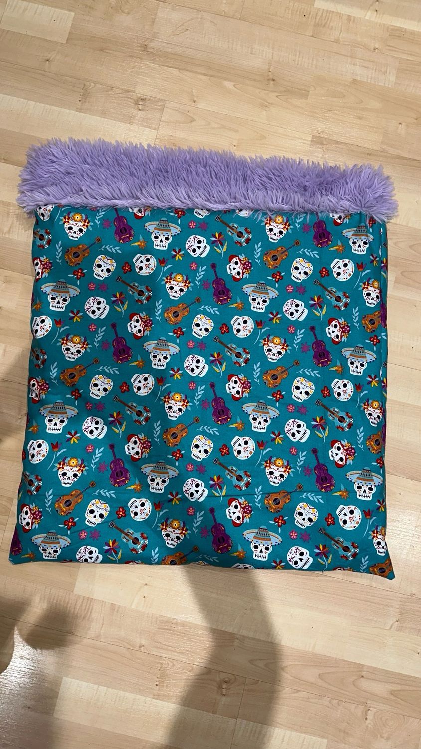 Sugar Skull Sleeping Sack W Long Faux Fur Lining (Large)