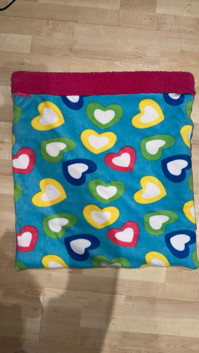 Sleeping Sack (Large) Love Of My Life Blue Fleece W Neon Pink Sherpa