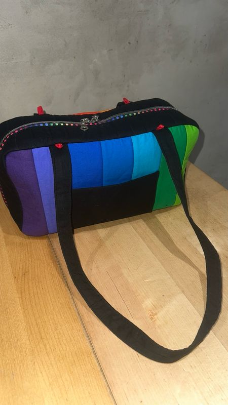 Rainbow Quilted Bowler Bag