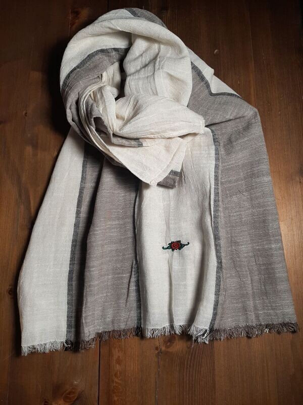PASHMINA EL CHARRO 100% COTONE CON ROSA RICAMATA