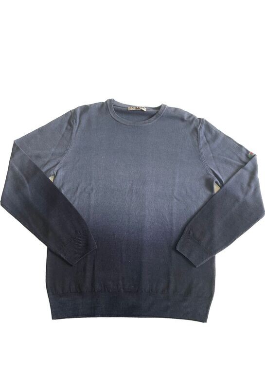 MAGLIA EL CHARRO BLU SFUMATO CON ROSA RICAMATA SUL BRACCIO
