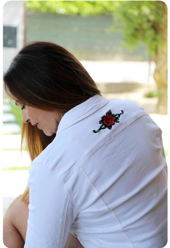 GIUBBINO DI JEANS DONNA EL CHARRO BIANCO
