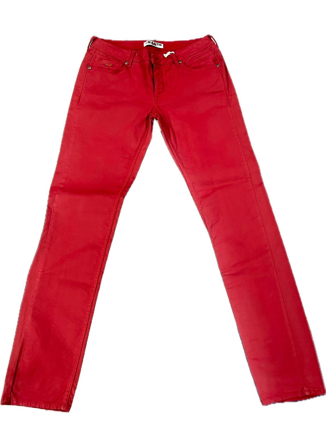 PANTALONI EL CHARRO COLORE ROSSO EFFETTO CERATO