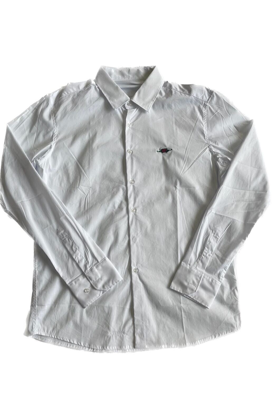 CAMICIA BIANCA EL CHARRO CON ROSA RICAMATA SUL PETTO
