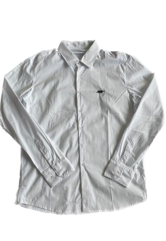 CAMICIA BIANCA EL CHARRO CON ROSA RICAMATA SUL PETTO