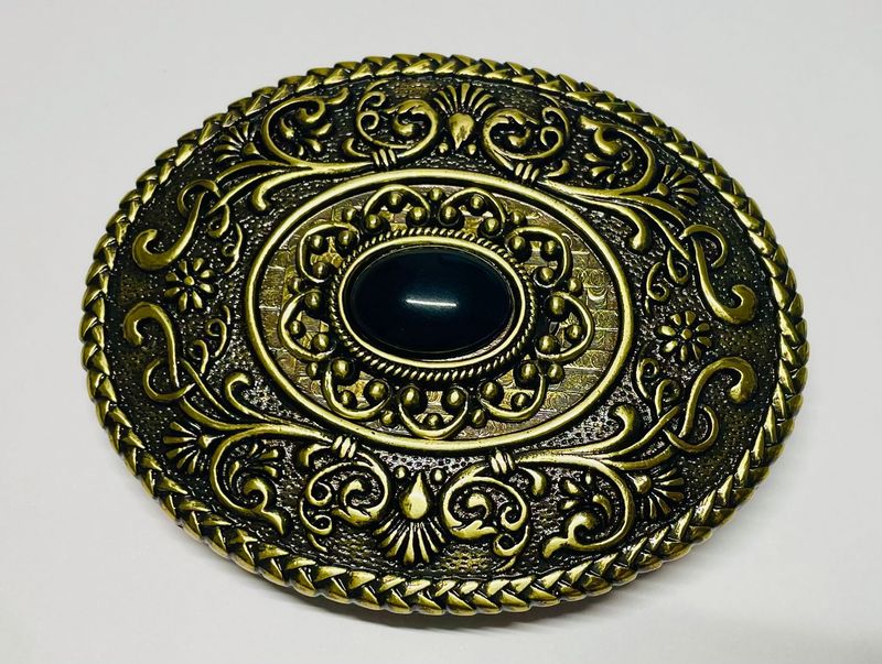 FIBBIA EL CHARRO F200B ORO ANTICATO CON PIETRA NERA FIBBIA EL CHARRO F200B ORO ANTICATO CON PIETRA NERA