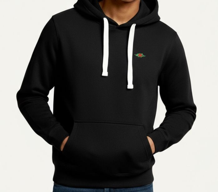 FELPA EL CHARRO CON CAPPUCCIO E ROSA RICAMATA SUL PETTO