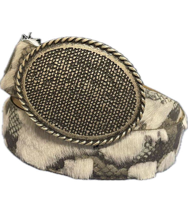 CINTURA CHARRO 166 CRAZY SNAKE FIBBIA A PLACCA ARGENTO ANTICO