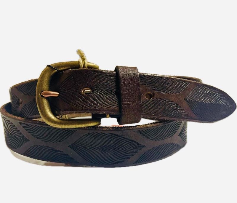0184-40 CINTURA EL CHARRO PELLE PIENO FIORE CON FOGLIE
