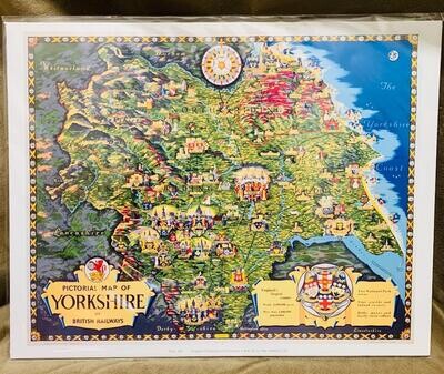 'Pictorial Map of Yorkshire/Rail' Print
