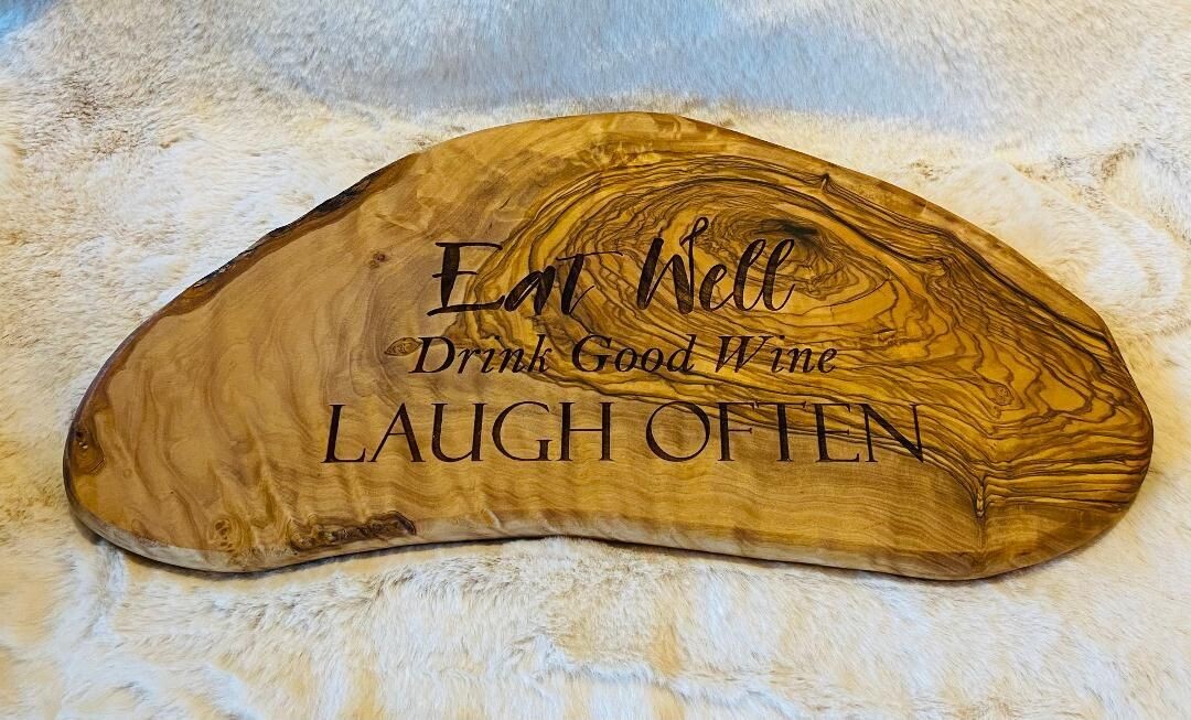 'Eat Well' Olive Wood Serving Board