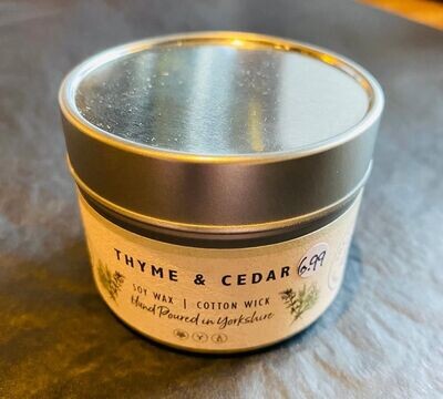 'Thyme & Cedar' Tin Candle