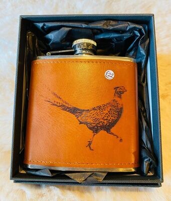 'Pheasant' Leather Hip Flask