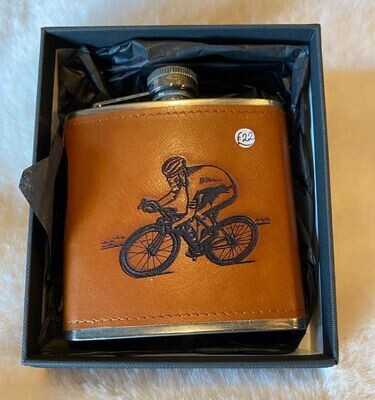 'Cycling' Leather Hip Flask