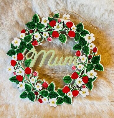 'Mum' Strawberry Wreath Hanger