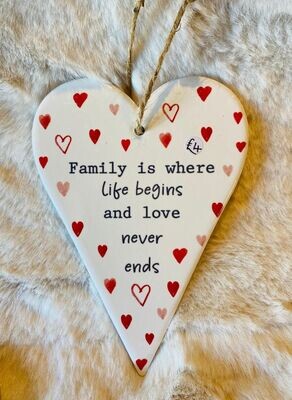 'Family/Love' Ceramic Heart Plaque