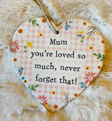'Mum/Loved' Ceramic Heart Plaque