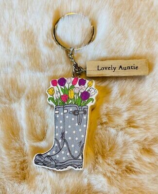 'Lovely Auntie/Wellies' Keyring
