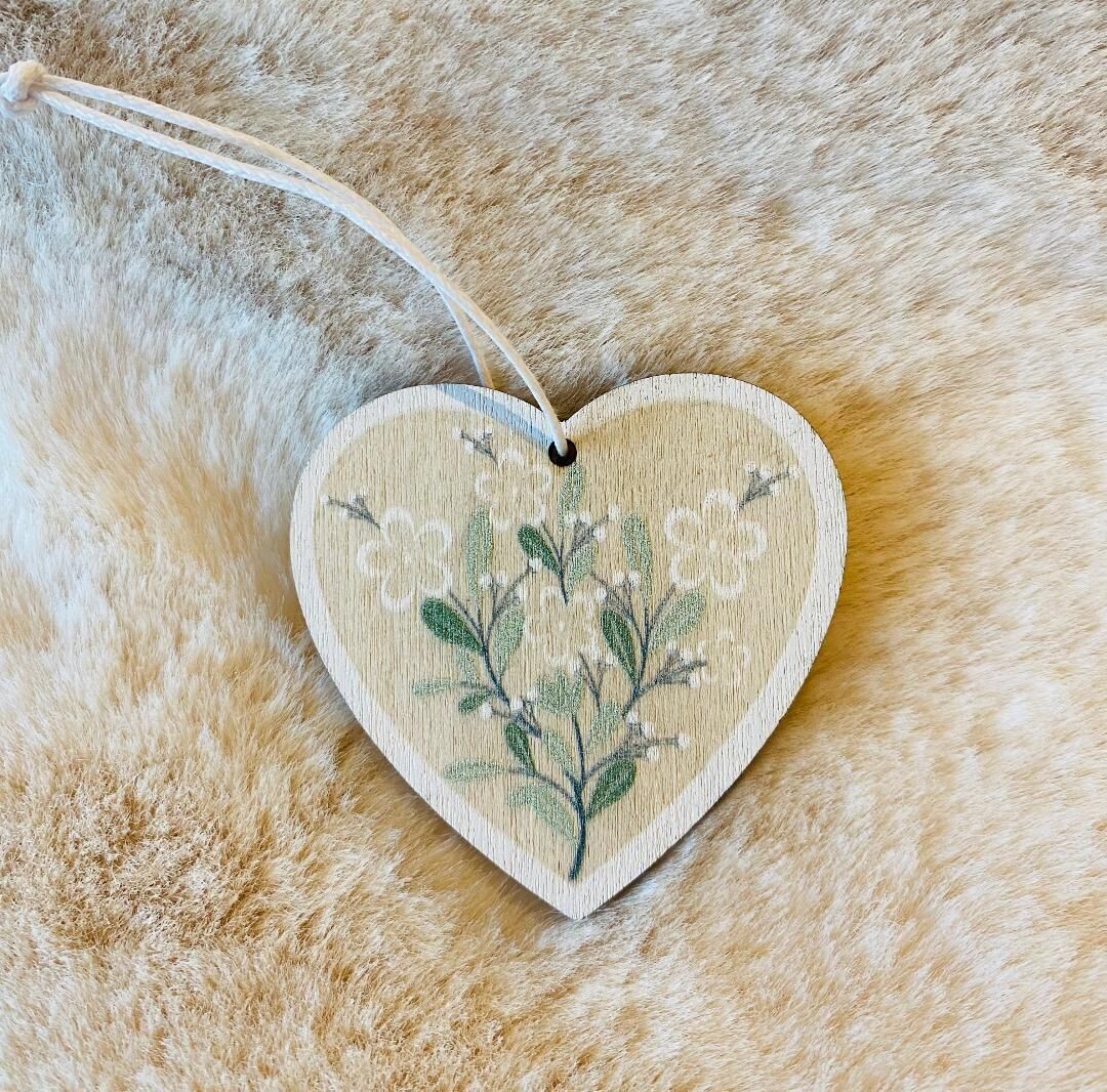 'Green Floral' Heart Decoration