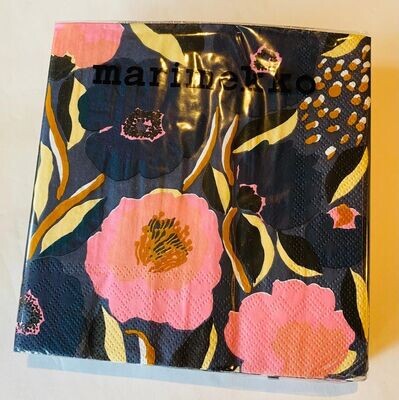 'Navy/Pink Flower' Napkins