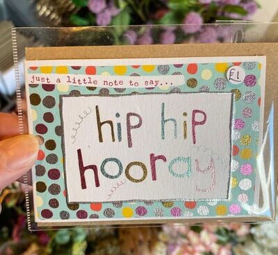 Pastel 'Hip Hip Hooray' Mini Card