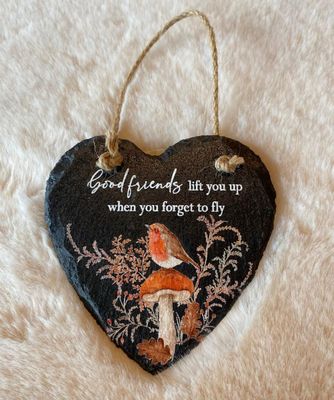 'Robin' Slate Heart Hanger