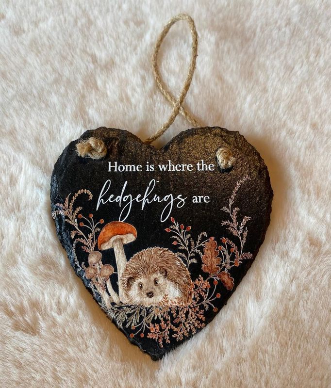 'Hedgehog' Slate Heart Hanger