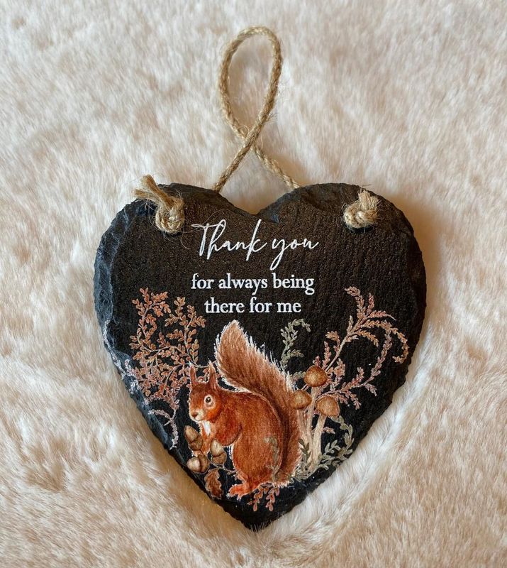 'Squirrel' Slate Heart Hanger