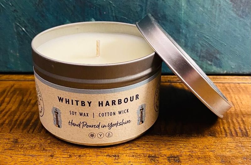 'Whitby Harbour' Large Tin Candle