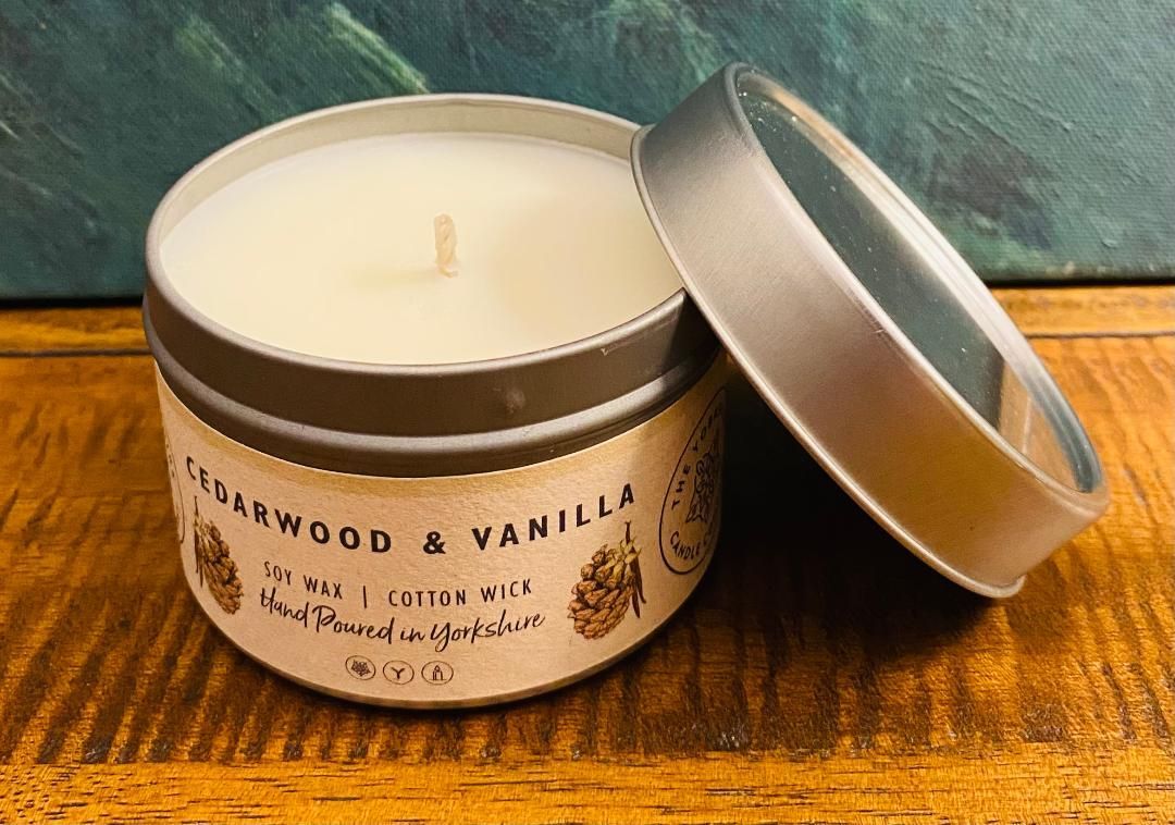 'Cedarwood & Vanilla' Small Tin Candle
