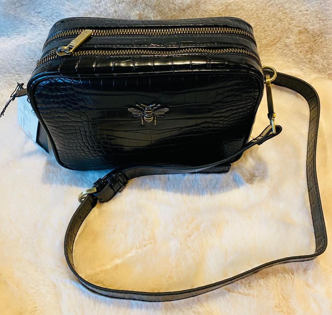 Black Croc 'Soho' Crossbody Bag - Large