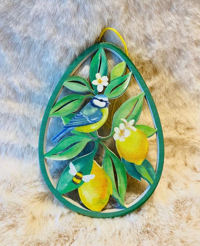 'Lemons/Blue Tit' Egg Hanger