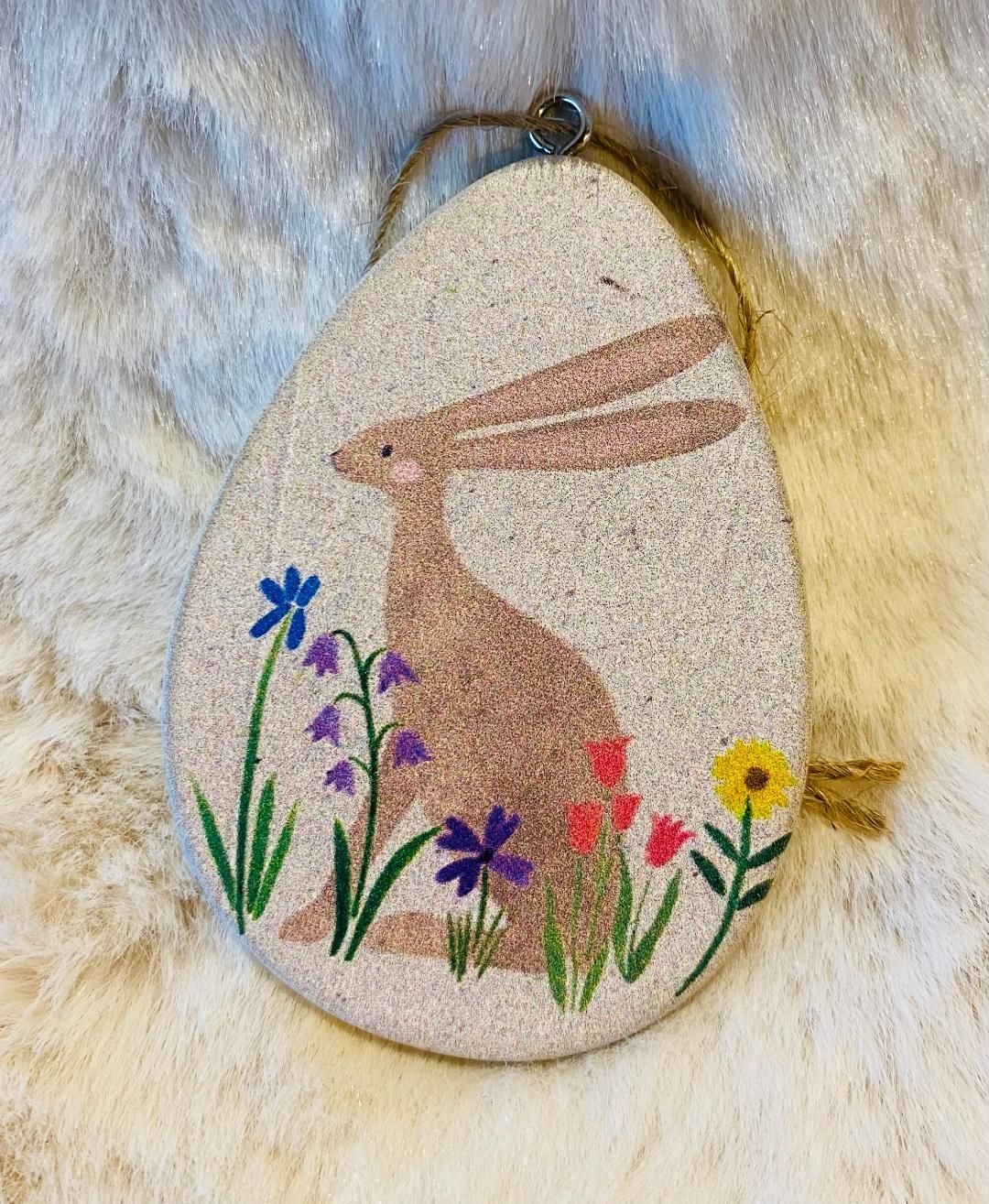 'Floral Bunny' Egg Hanger (White)