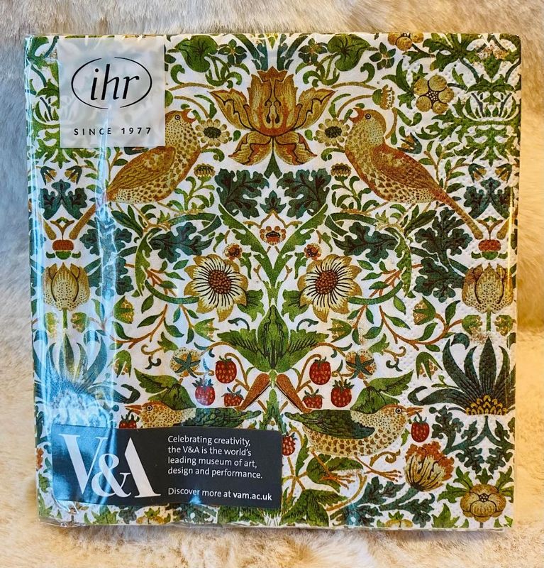'Strawberry Thief/White' Lunch Napkins