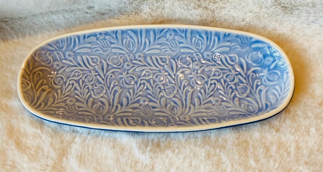 Blue 'Country Flowers' Oval Plate