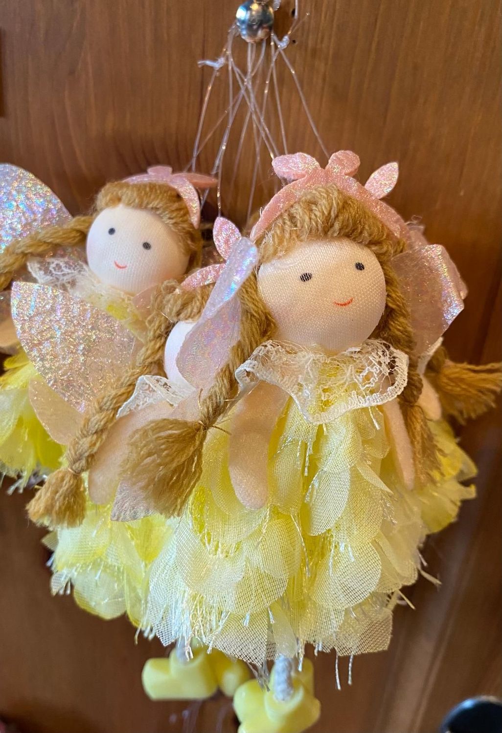 Yellow 'Feather' Fairy Hanger