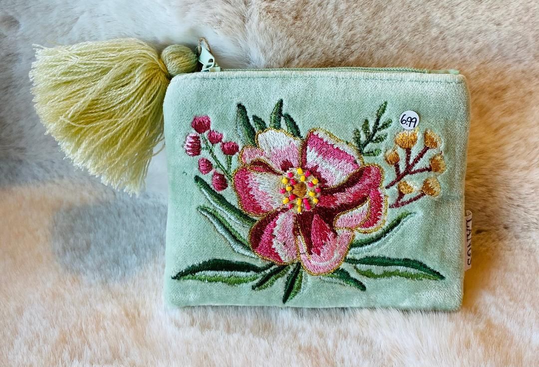 'Floral' Velvet Purse